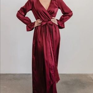 NEW, Never Worn Satin Maxi Dress in Cranberry - L & XL